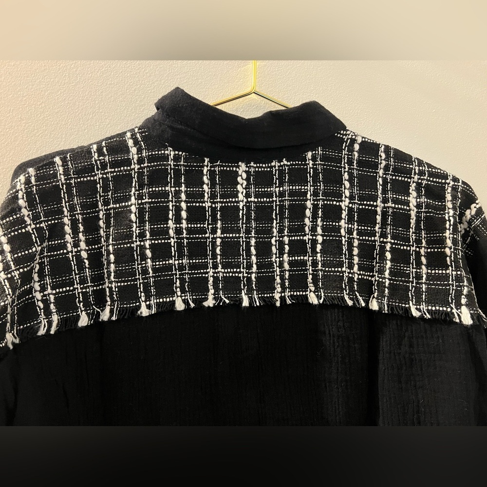 Nwt Hem & Thread Patchwork Button Down Shirt - image 6